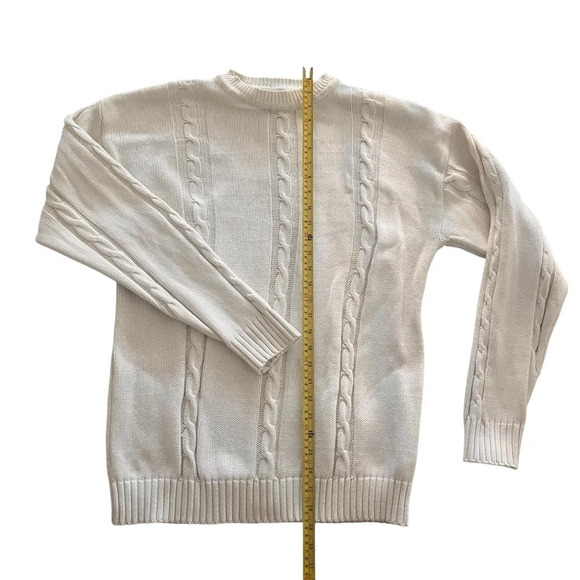 Cambridge Classics Vtg Off-white Cable Knit Thick Sweater 100% Cotton-Medium - Picture 6 of 8